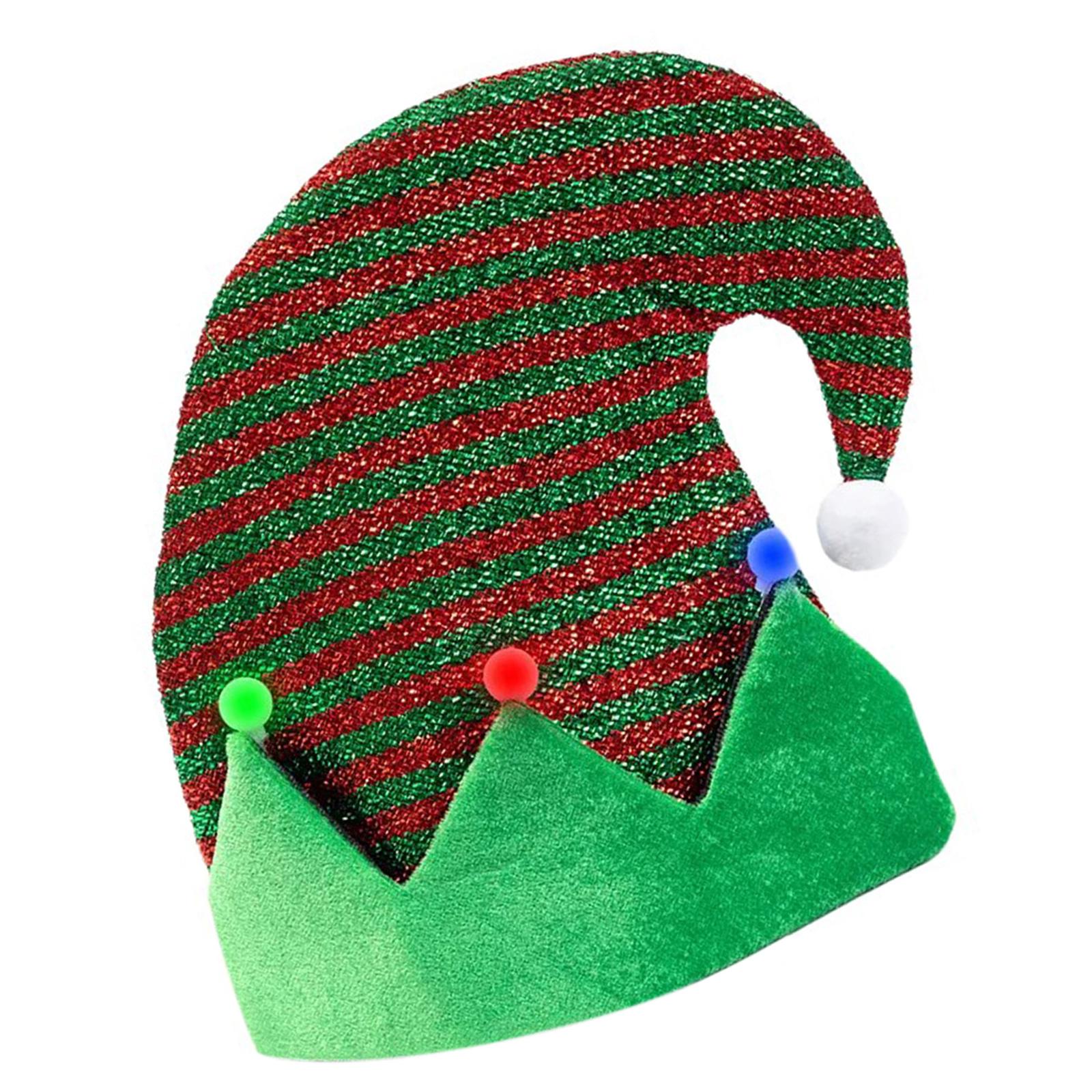 

Unisex Elf Hat Christmas Pile Bonnet Holiday Leprechaun Cheerful Streetwear Blingbling Beanies Striped Hat Christmas B