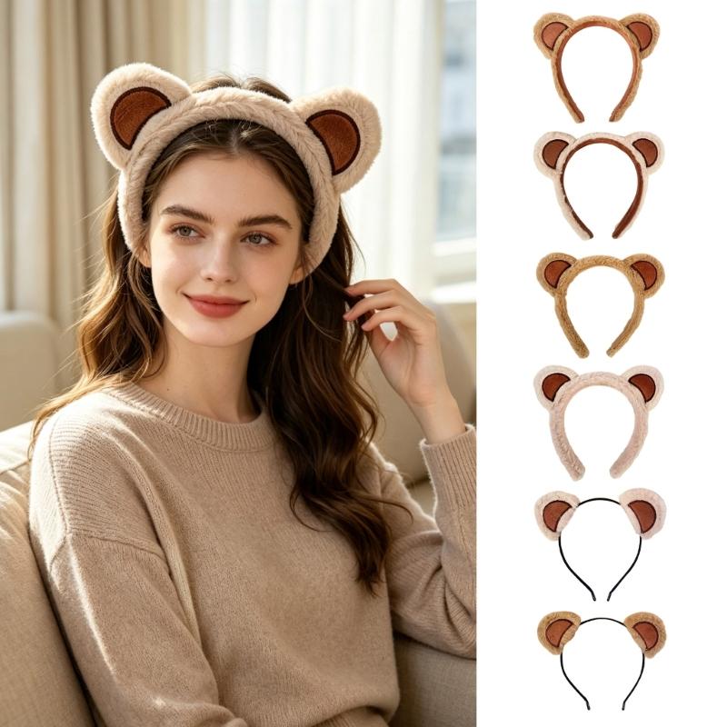 Soft Plush Bear Ear Headband Hair Band for Cosplay Costume Parties, Photo Booth Styling and Cute Stage Looks Daily