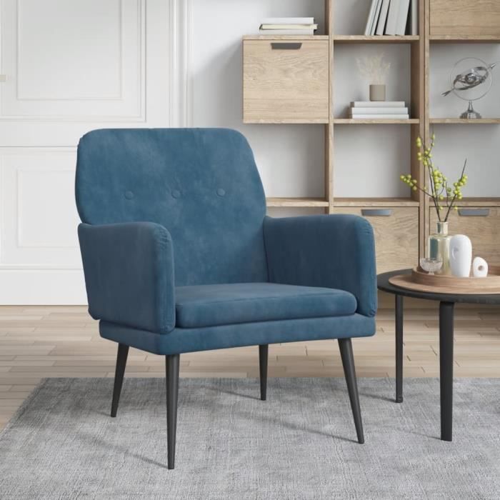 351413 vidaXL Fauteuil Bleu 62x79x79 cm Velours