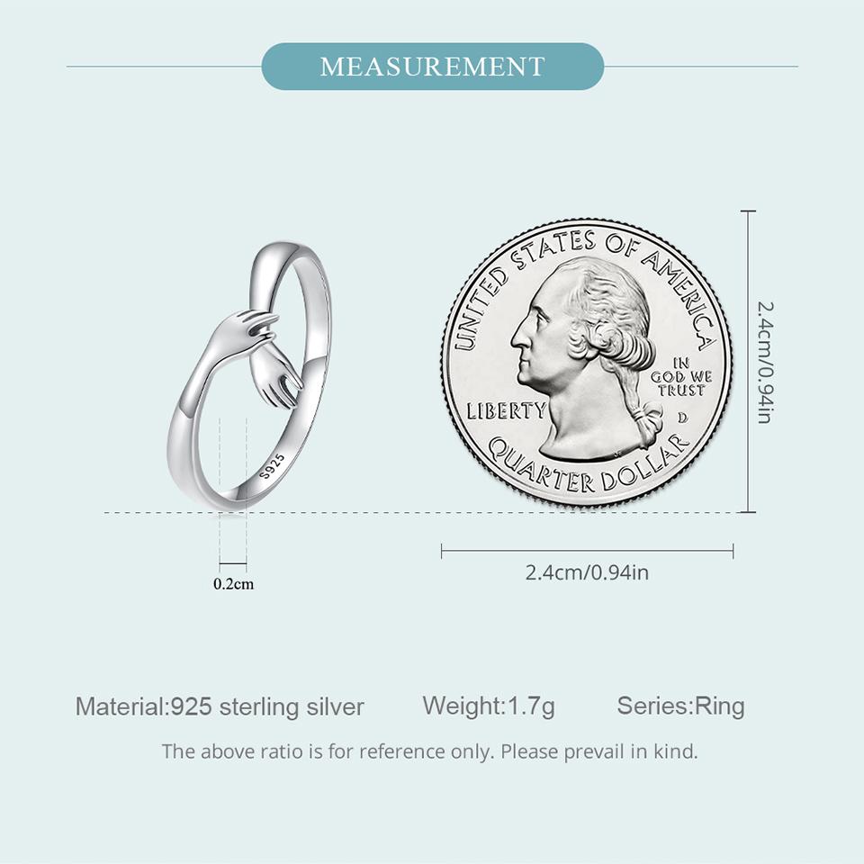 BAMOER Romantische Hand Offene Finger Ringe Für Frauen 925 Sterling Silber Mädchen Europäischen Einfache Einstellbare Wächter Ring Schmuck Geschenk