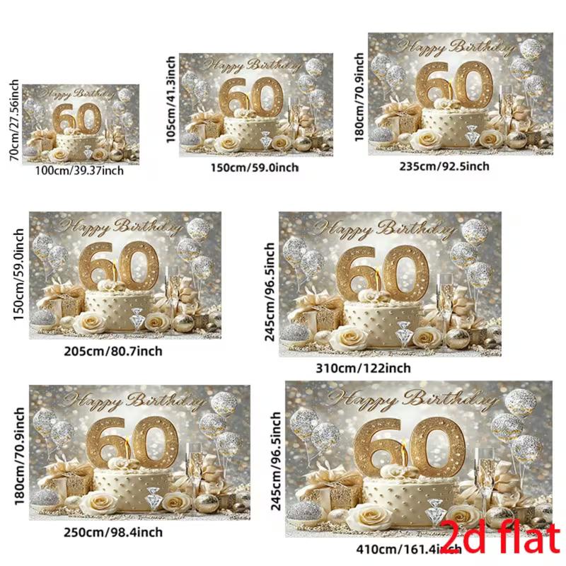 Sfondo 2D per Torta di 60° Compleanno e Palloncini per Servizio Fotografico di Compleanno per Adulti