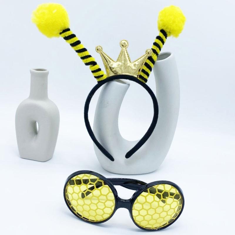 1set Cute Students Halloween Cartoon Bee Hairhoop & Sunglasses for Cosplay Party