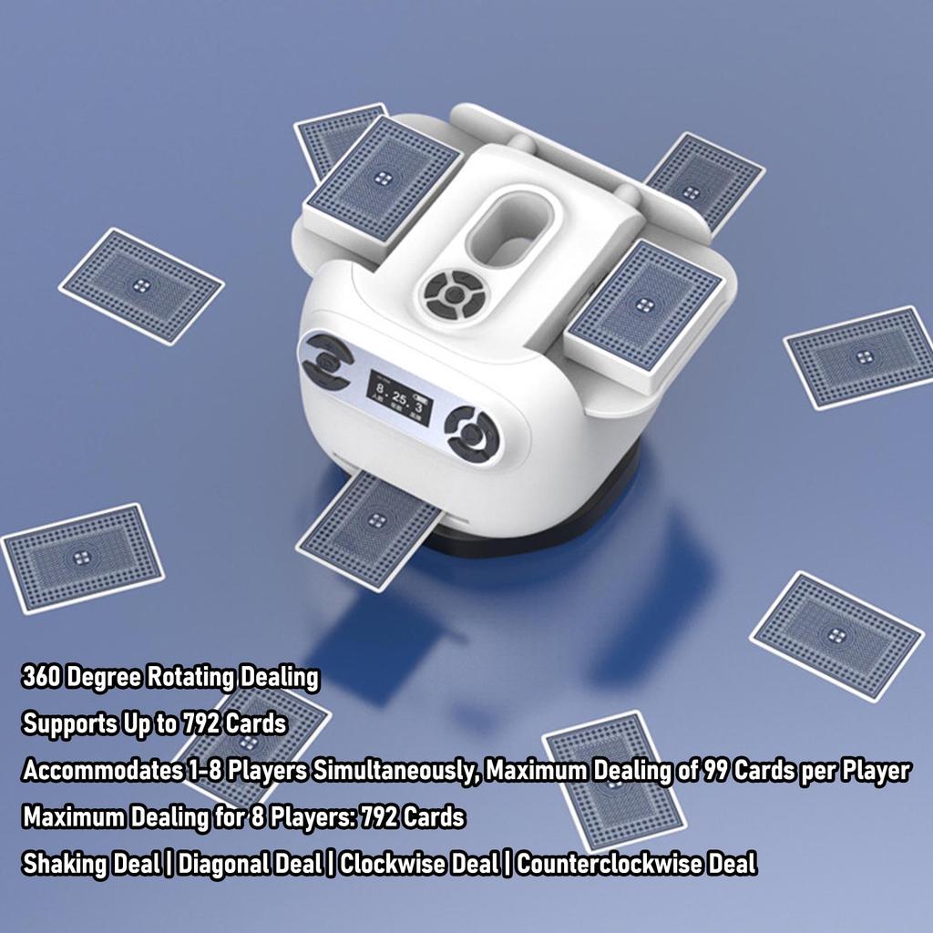 Automatic Card Shuffler Dealer ABS Self Cleaning Quiet Rechargeable Portable Shuffler Machine 360 180 Degree Deal for Home