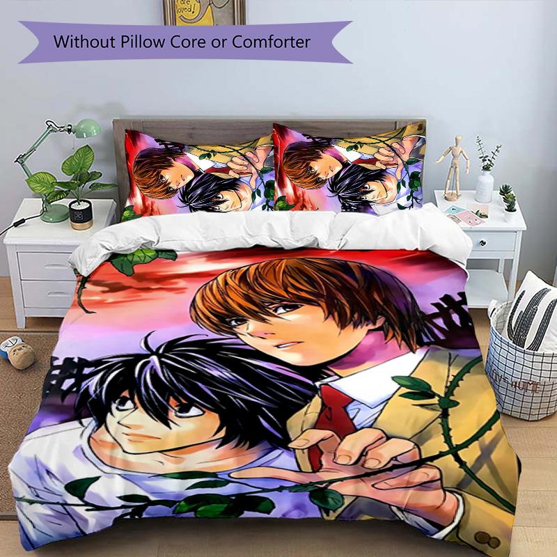 Death Note 3pcs Bedding Set Duvet Cover Closure Includes 1 Duvet Cover & 2 Pillowcases for All Seasons Bedroom Home Dorm Decor