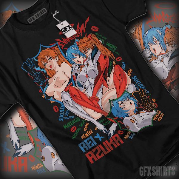 Neon Genesis Evangelion Asuka Rei Ayanami Anime Manga Waifu Graphic T-Shirt