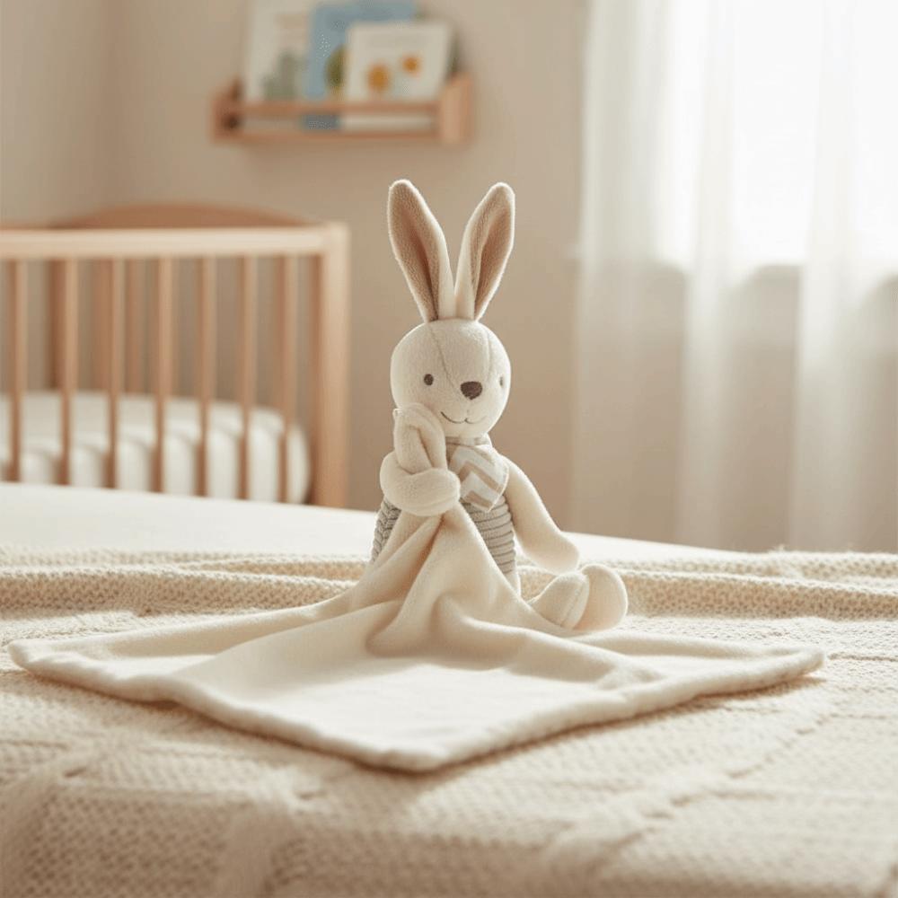 Square Shape Rabbit Square Blanket Cute Embroidery Infant Saliva Towel Infant Use