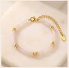 Elegant Green Aventurine Beaded Bracelet, 18K Gold PVD Stainless Steel, Waterproof Non-Tarnish Summer Jewelry
