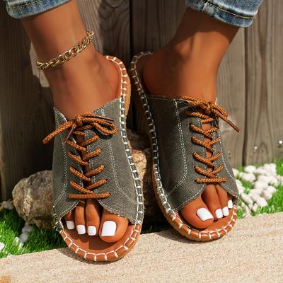 Damsandaler Bekväma Skor Slip-On Sandaler med Öppen Tå Sandaler med Låg Klack för Sommaren