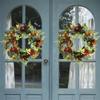Artificial Wreath LED Light up Christmas Wreath with Pinecone for Front Door Window Yard Garden Christmas Decorations