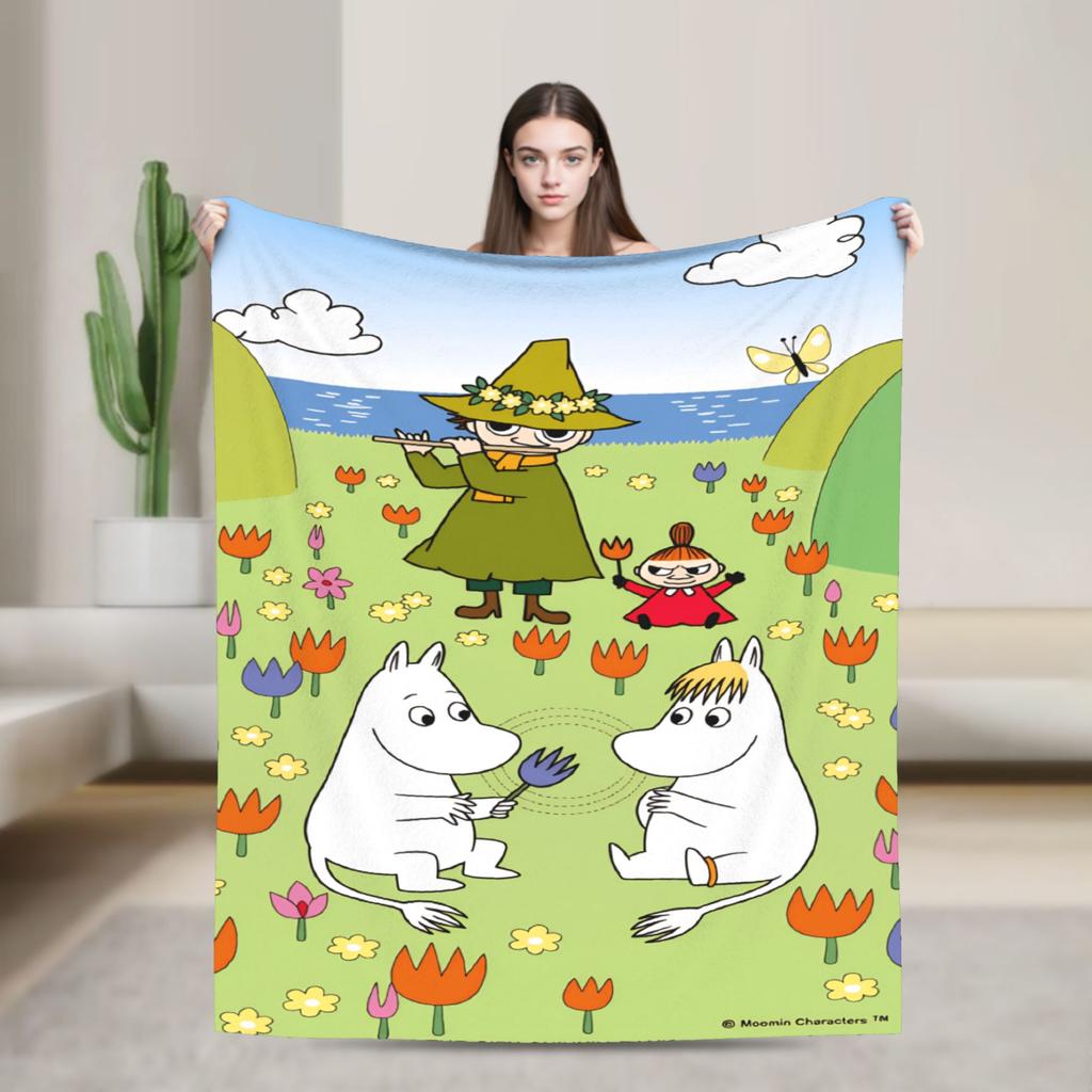 Coperta Morbida Moomin Carina per Divano Letto Coperta da Viaggio Casual Campeggio Invernale Flanella Copriletto