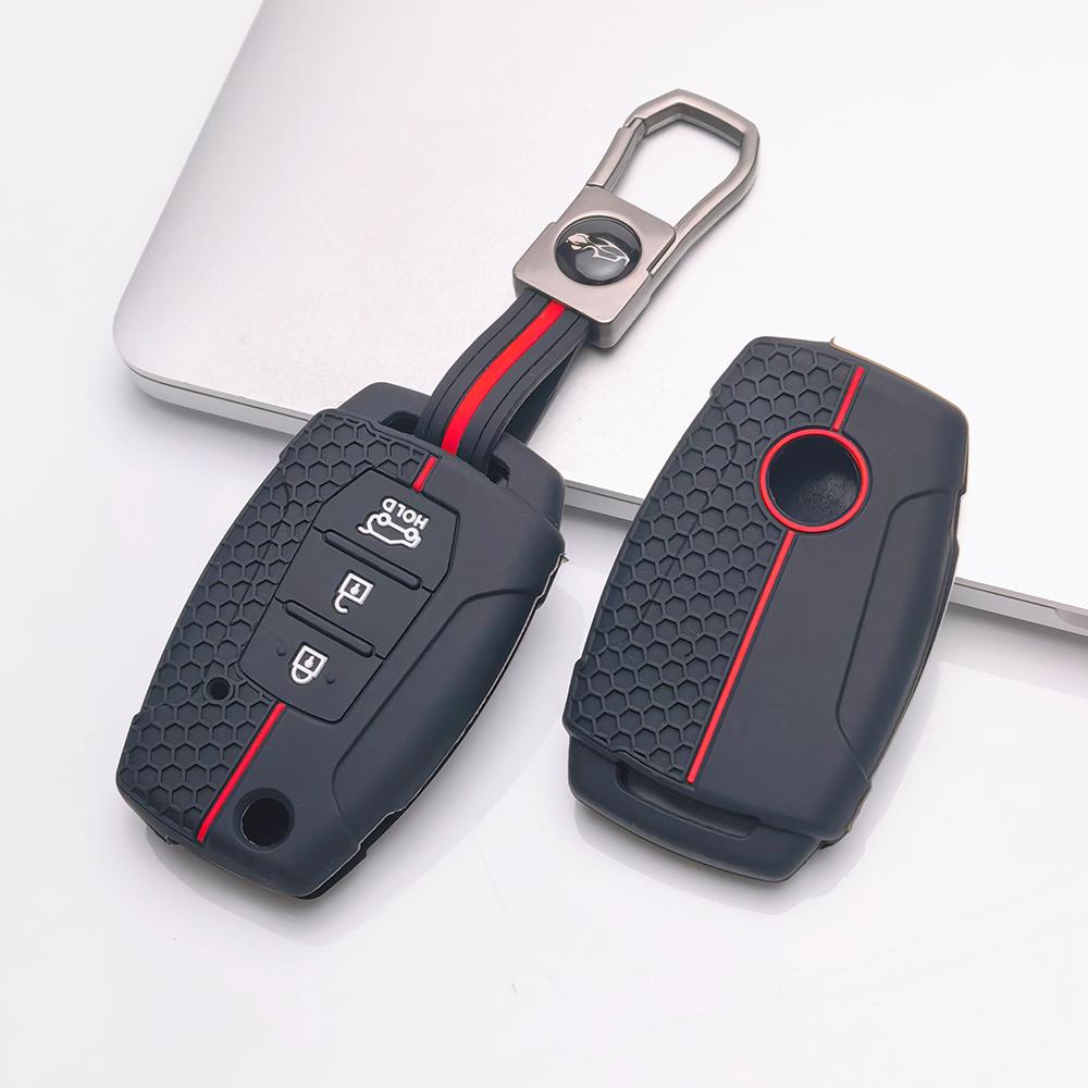 Key Fob Cover for SsangYong Korando Actyon Kyron Rexton Tivoli Musso with Keychain Anti-Scratch Guard Shockproof Protection Soft Grip Texture