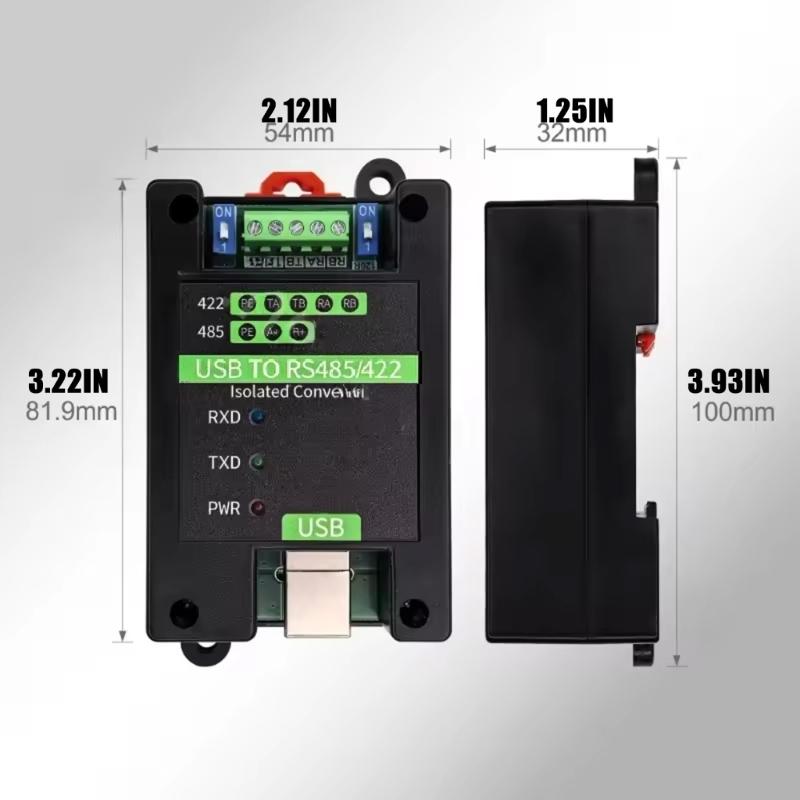 Industrial USB To RS485 Adapters with 1200M Long Distances Transmission IP30 Defense For Automation Control Use