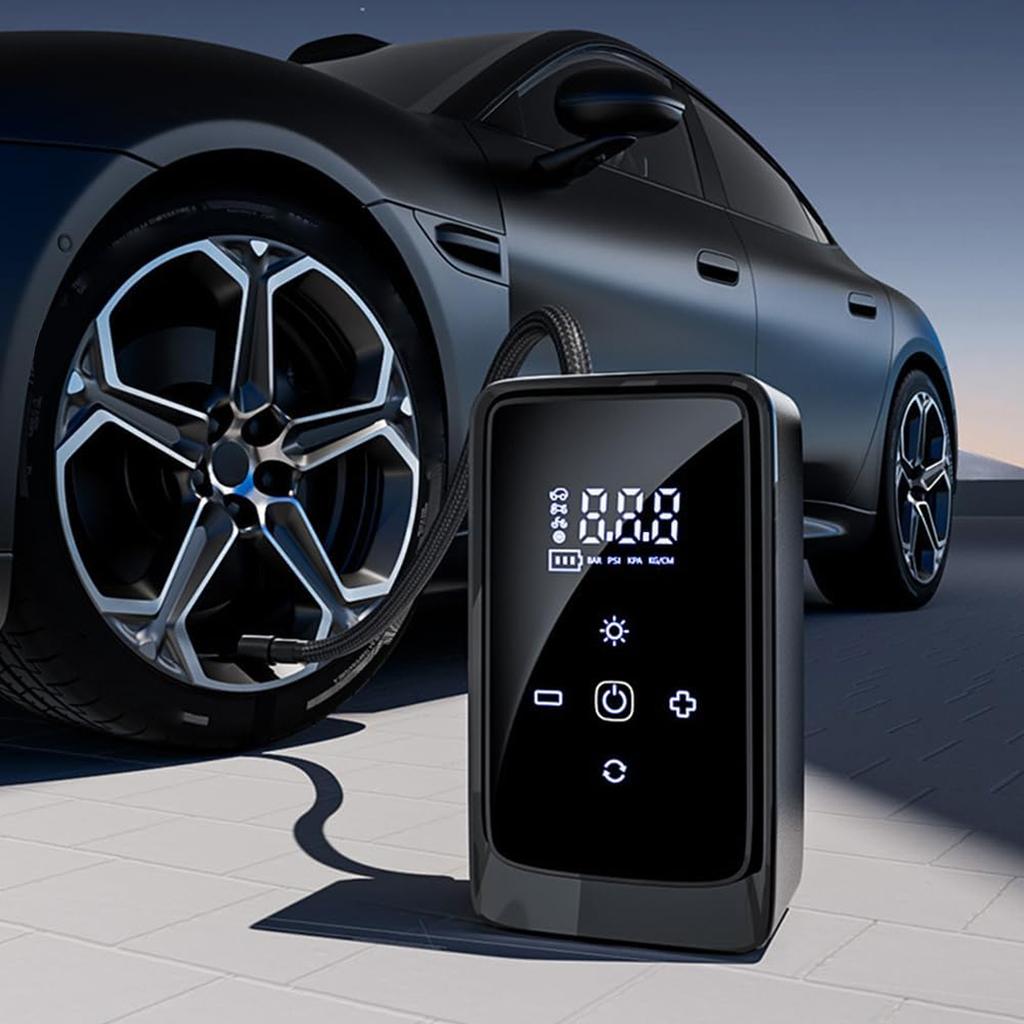 Portable Tire  - 140psi Cordless  Compressor With Touchscreen, Digital Pressure Gauge, And Light For Inflating Cars, Motorcycles, Bicycles, And Balls