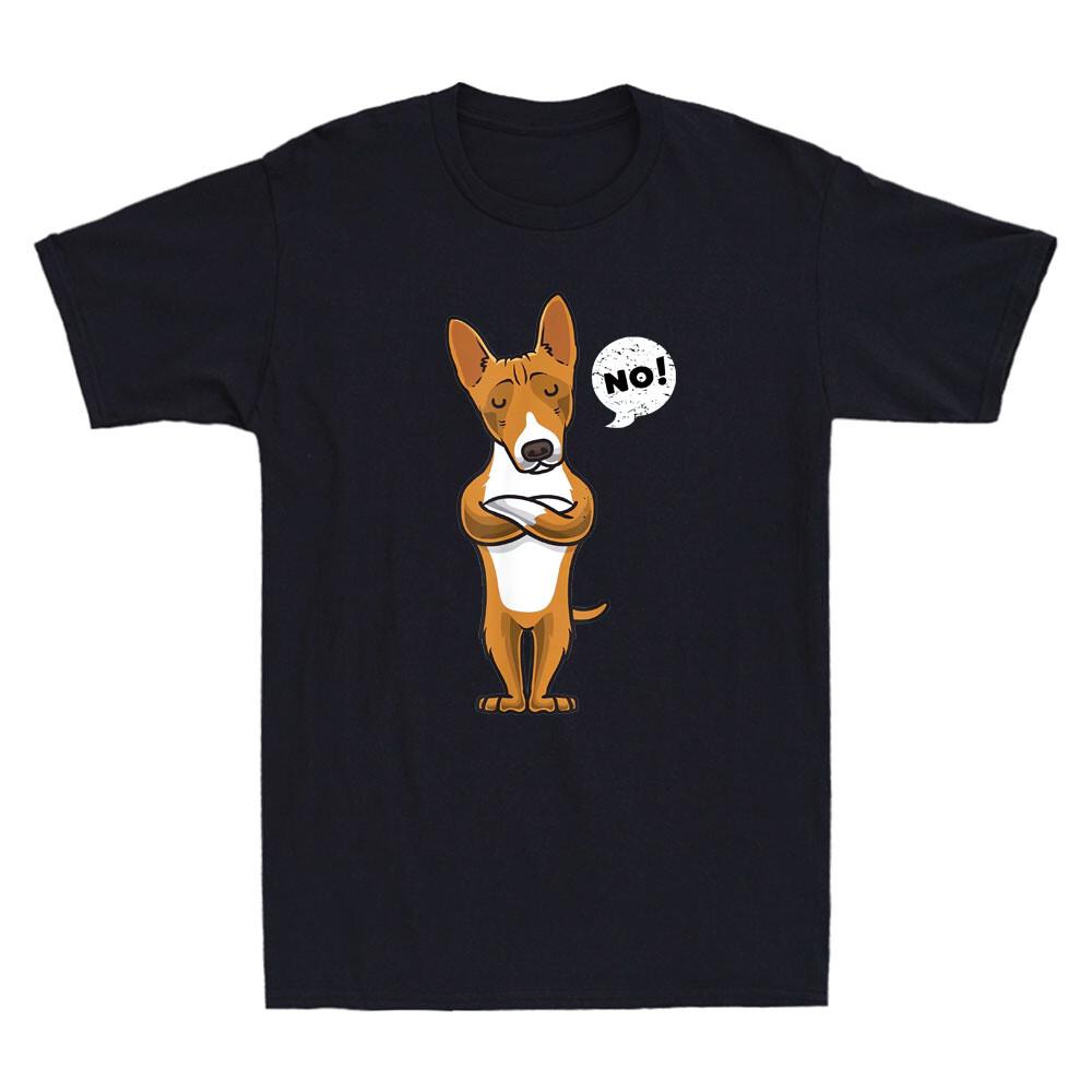 Нет! Смешная упрямая собака Басенджи Мем Подарок владельцу Ретро Мужская футболка с коротким рукавом Унисекс футболка XXL