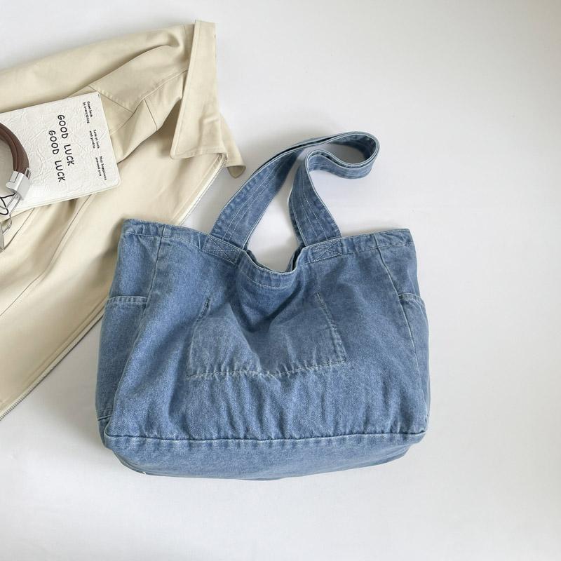 Vintage Denim Bag Women's Large Capacity Lightweight Handbag Tote Bag Student Class Crossbody Bag