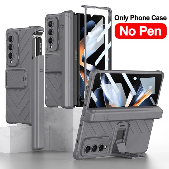 

Для Samsung Galaxy Z Fold 4 3 Чехол Armor Magnetic Hinge Hard Cover All-Included Glass Pen Holder Case Для Galaxy Z Fold4 5g Only case