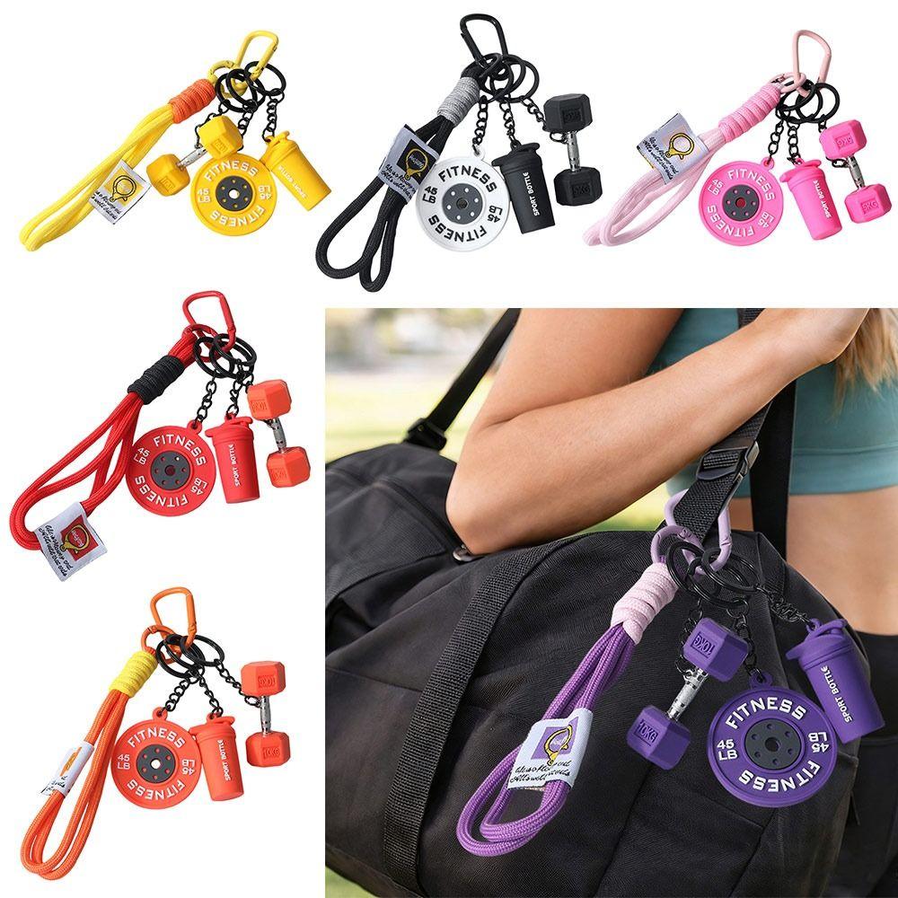 Fashion Detachable Fitness Series Pendant Simulation Style with Buckle Simulation Dumbbells Keyring Bag Charm