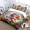 Fairy Dog Amidst Butterflies And Blooms Printed Duvet Cover Set1 Duvet Cover+2 Pillowcasemulti Size Bedroom Bedding Decor
