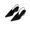 Niche High-end Pointed Wedge Heel Bag Head Sandals Spring and Summer New Leather Versatile Celebrity Platform Single Shoes High Heels