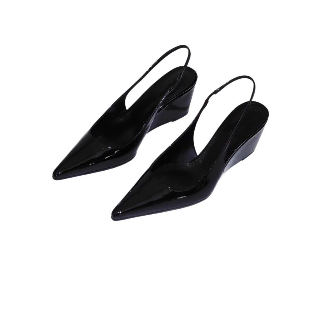 Niche High-end Pointed Wedge Heel Bag Head Sandals Spring and Summer New Leather Versatile Celebrity Platform Single Shoes High Heels