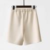 Women Summer Shorts High Waist Suit Shorts Straight Loose Thin Elastic Waist Above Knee Length Pockets Soft OL Style Formal Business Shorts