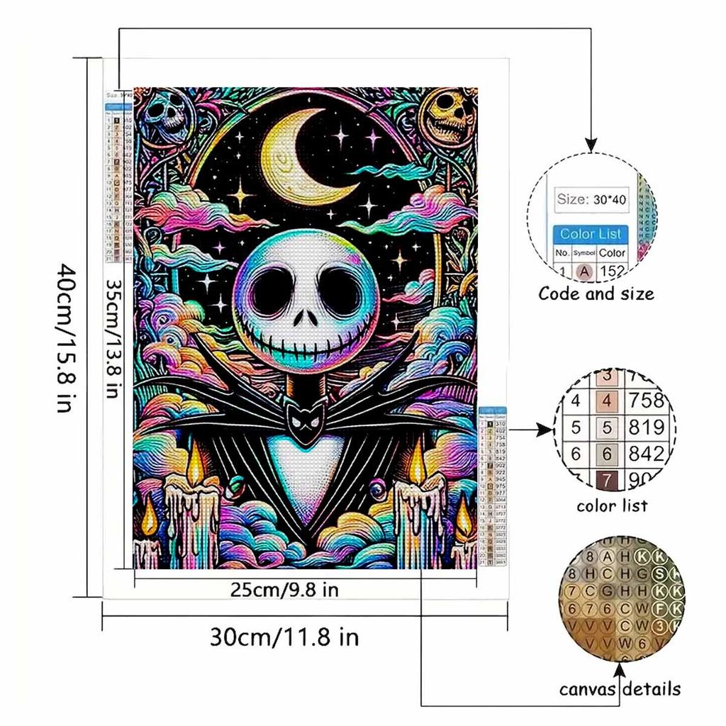 Full Round Diamond Painting Skull and The Moon Art Rhinestone Picture Mosaic DIY 5D Cross Stitch Embroidery Home Decoration