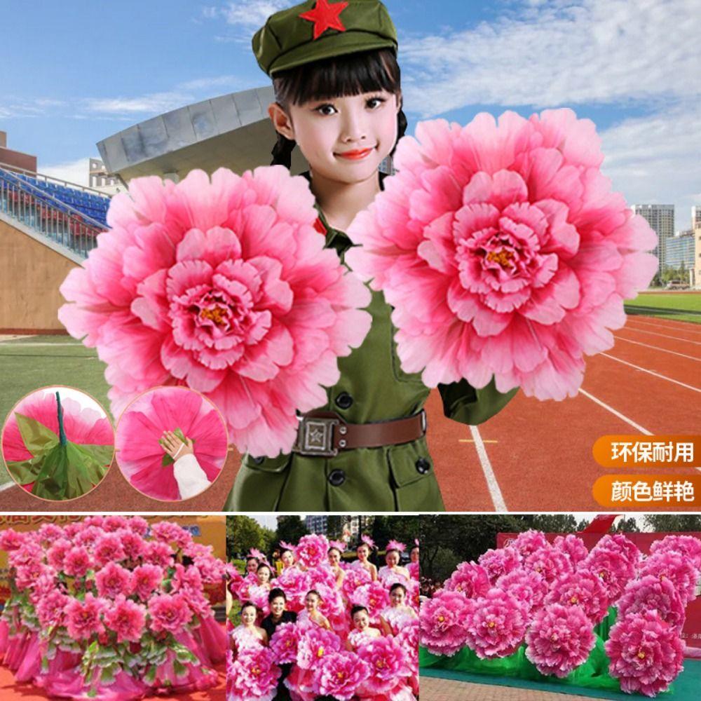 Hand held Peony Dance Performance Props 30/40/50cm DIY Handmade Stage Art Classica Props Children Hand held Choral Flower