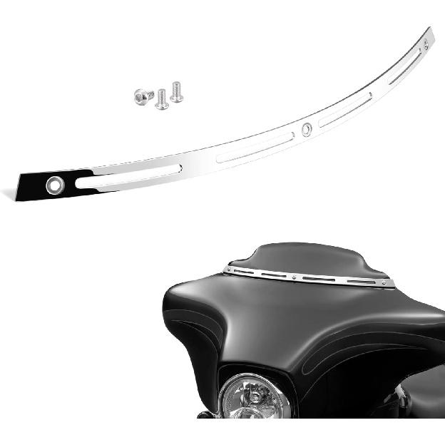 

PBYMT Polished Stainless Slotted Batwing Windshield Trim Chrome Compatible for Harley Tri Electra Street Glide Ultra Limited 1996-2013 23inch