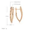 V Shape Natural Zircon Drop Earrings For Women  Rose Gold Color Luxury Daily Jewelry Holiday Party Accessories Gift