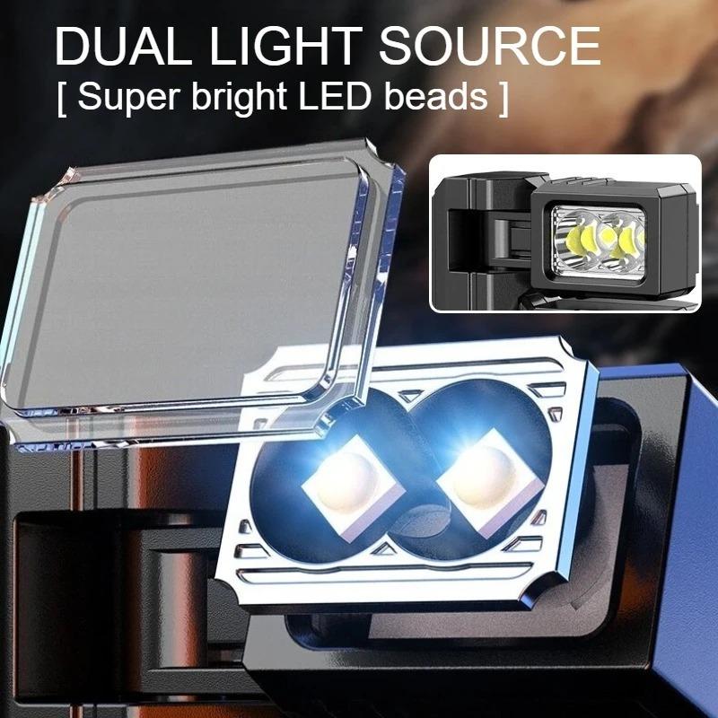Rechargeable Dual Light Flashlight Rotatable Pocket Work Light with Metal Clip EDC Torch for Outdoor Camping Hiking Emergency