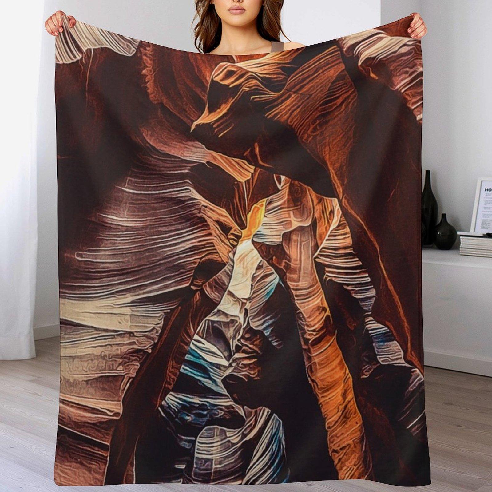 Navajo Upper Antelope Canyon Slot Antelope Canyon American Southwest Inside Of The Upper Antelope Canyon Upper Throw Blanket 102x76cm(40x30in)