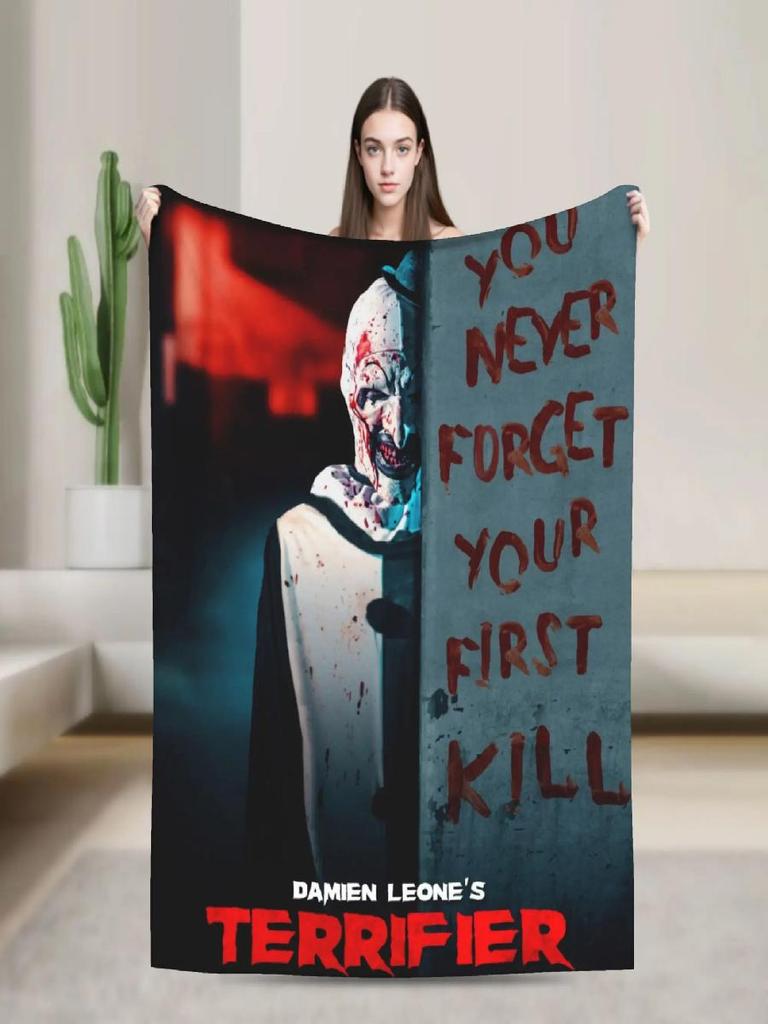 Terrifier Horror Film Soft Warm Aesthetic Plush Throw Blanket for Kids Living Room Flannel Bedspread Bed Cover