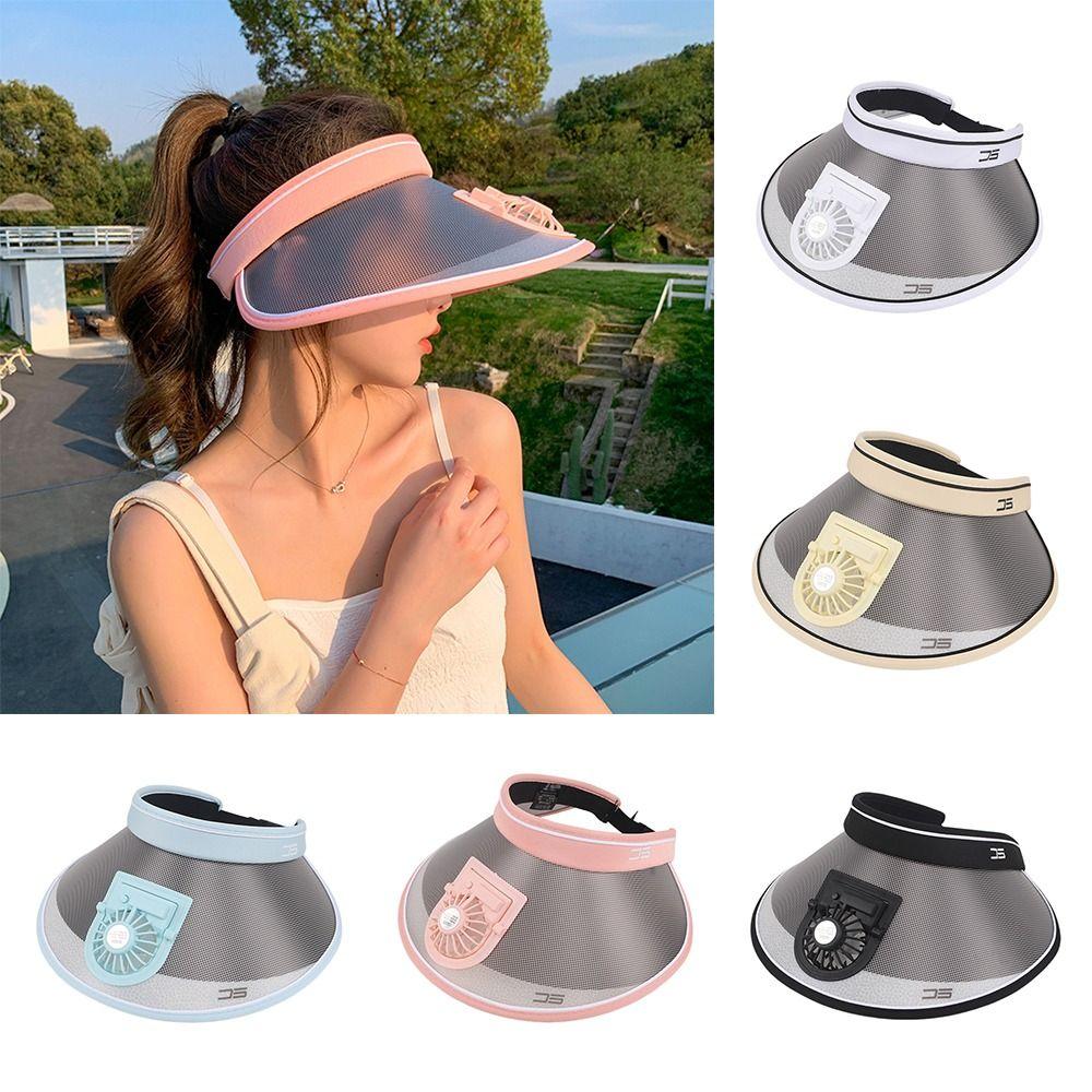 UV Protection Sun Visor Hat Empty Roof Peaked Cap New Cooling Fan Hat  Men Women