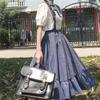 WTEMPO Girl's Sweet Preppy Style Strap Long Skirts Ruffles Loose Cute Student Casual Skirts Female Suspender Skirts