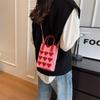 1 Peça Meninas Fofo Bolsas Transversais Ao Ar Livre Coreanas Mini Bolsa de Mão Quadrada Tricotada em Coração Para Mulheres Pequena Bolsa de Ombro para Celular