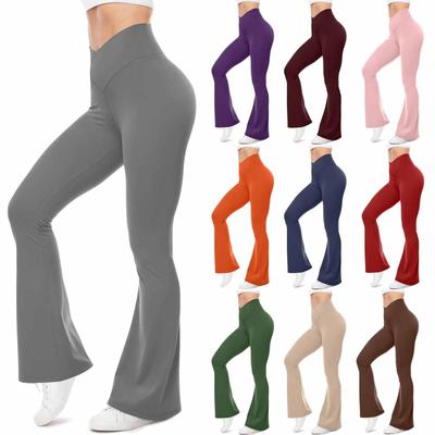 Ausgestellte Leggings für Damen, Stretch-Bootcut-Yogahose, hohe Taille, elastische Trainingshose, Anzughose mit weitem Bein