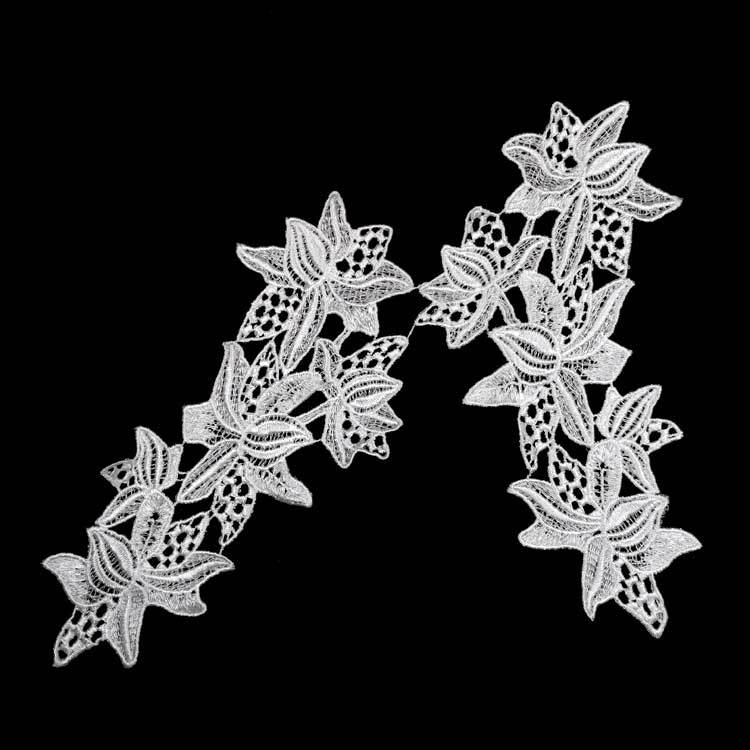 Кружево, растворимое в воде, в виде цветов, вышивка полиэфирным шелком, трехмерная ажурная вышивка white