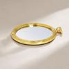 Round Decorative Tray with Mirrored Base Reflective Luxurious for Coffee Table,