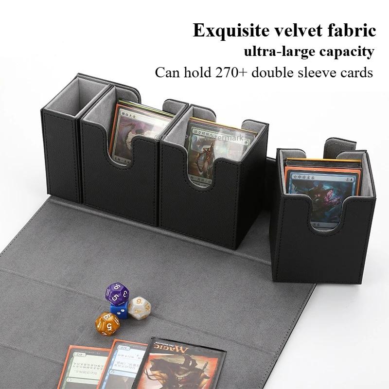 4 in 1 Trading Card Storage Box with Dice Tray Commander Deck Box Holds Up 270+ Sleeved Cards for Yugioh MTG TCG PTCG Sport Card