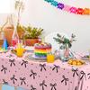 3Pcs Pink Bow Tablecloth,Black Bow Table Decor,Coquette Birthday Decorations Black,Disposable Waterproof Party Supplies for Girls Baby Shower,Bridal