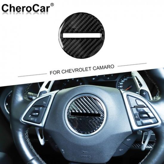 Center Steering Wheel Panel Cover Trim For Chevrolet Camaro 2016+ Carbon Fiber