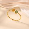 Stainless Steel Water Drop Egg Surface Oval Opening Bracelet Women's High-end Imitation Jade Niche Bracelet Hand Jewelry
