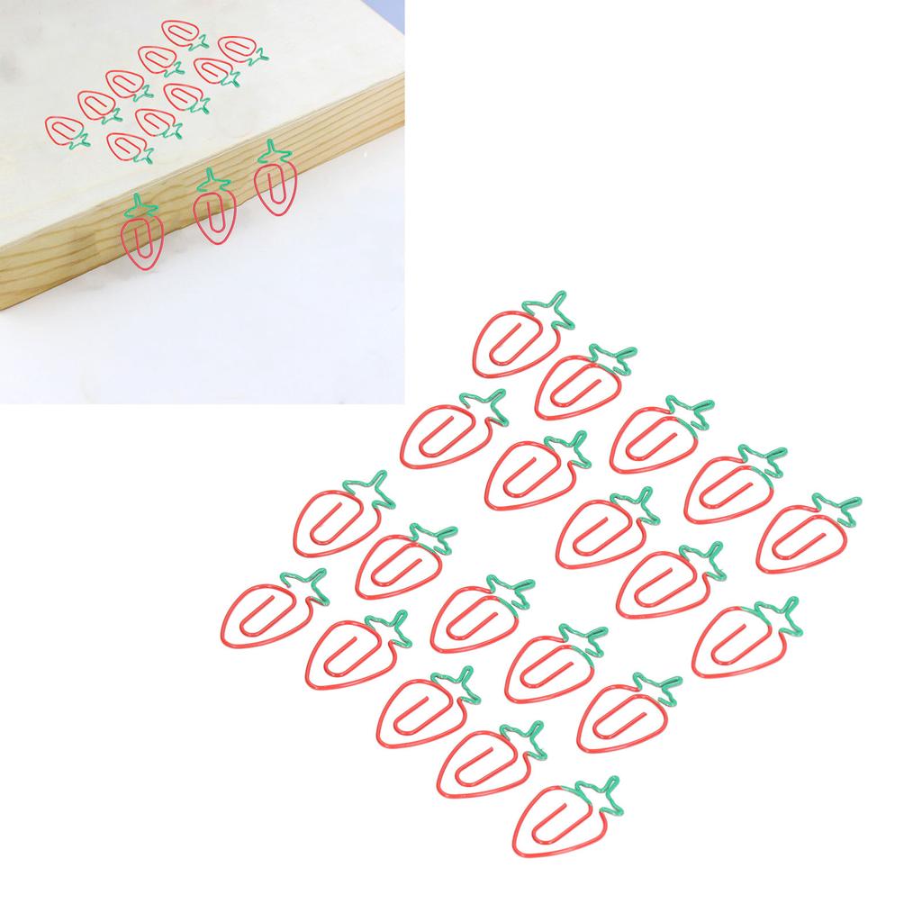 100Pcs Strawberry Paper Clips Electroplated Metal Strawberry Style Wide Application Cute Paper Clips