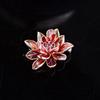 Elegant Chinese Lotus Enamel Zircon Brooch for Cheongsam Dress