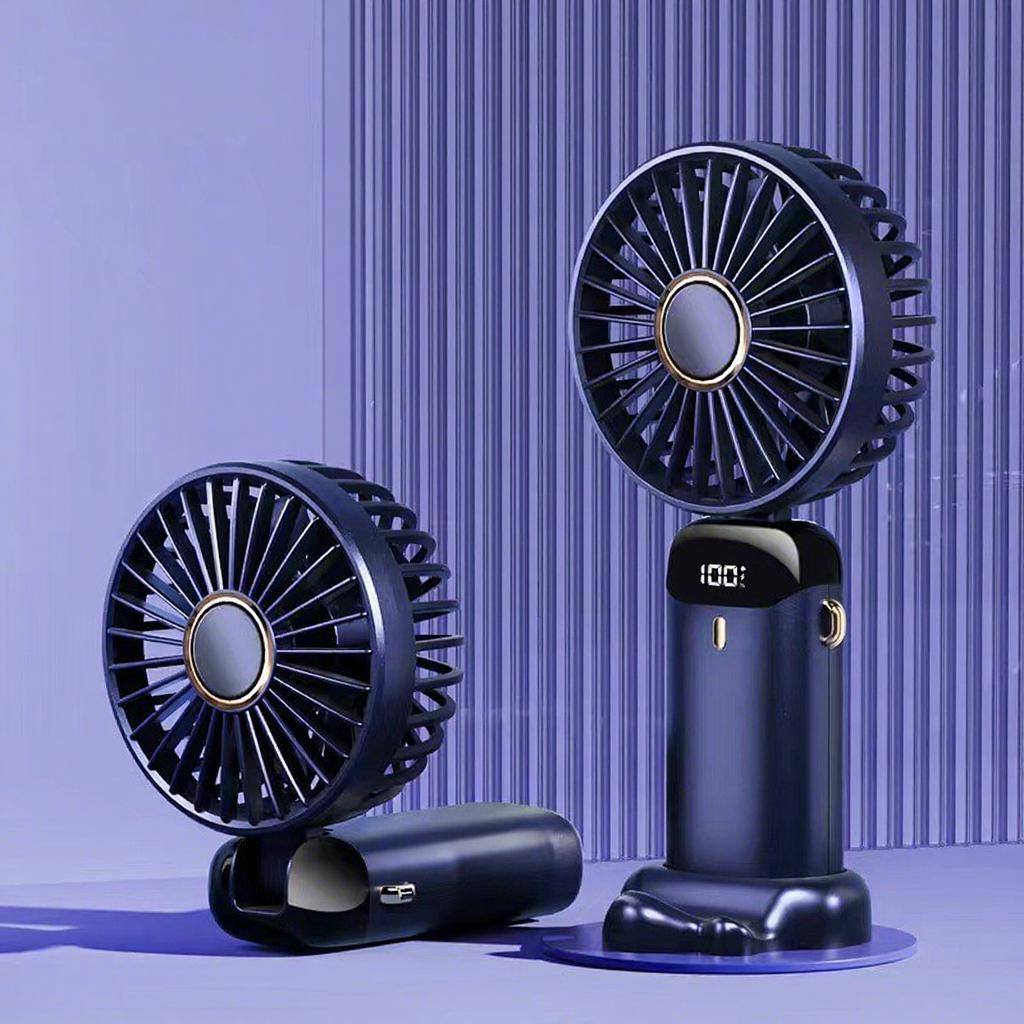 Portable Handheld Mini Fan with Power Display, Outdoor Handheld Fan with Mobile Phone Holder
