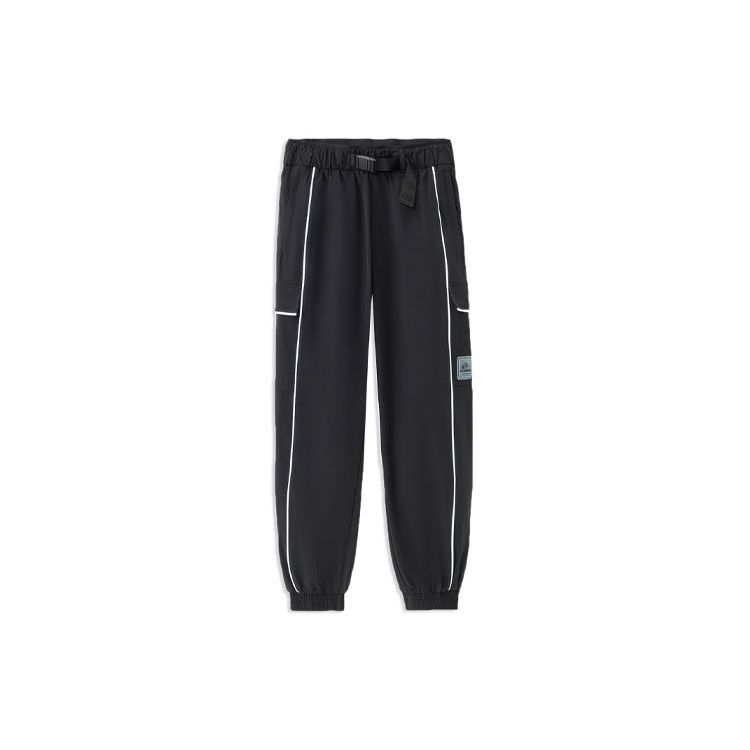 Li Ning Sports Basketball Series Loose Cuffed Sweatpants Women Bottoms Black AYKS096-2