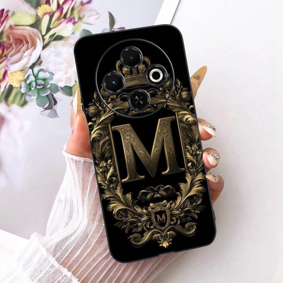 2025 Fashion Crown Letter Case For Tecno Spark 30C 30 Pro 4G Black Silicone Soft Cover For Tecno Spark30C 30 30Pro Phone Cases
