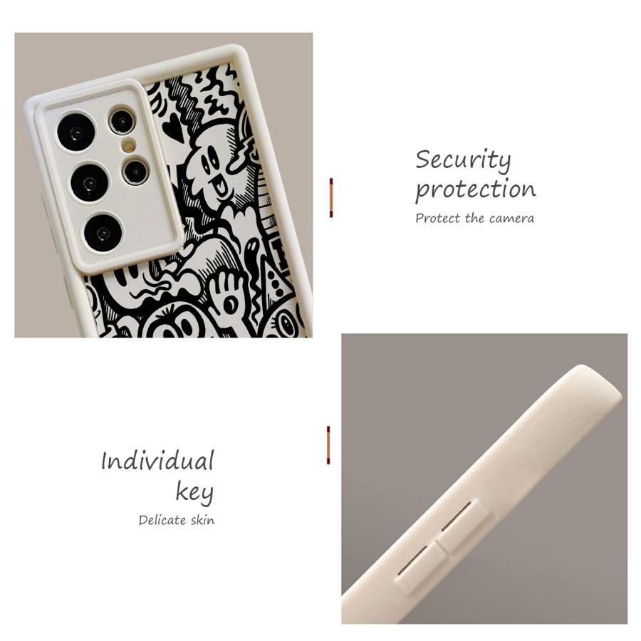Super Cool Black Graffiti Soft Shell Phone Case for Samsung Galaxy S24 Plus S22 S20 S21 S23 FE S25+ S25 Ultra S24+ S22+ S23+