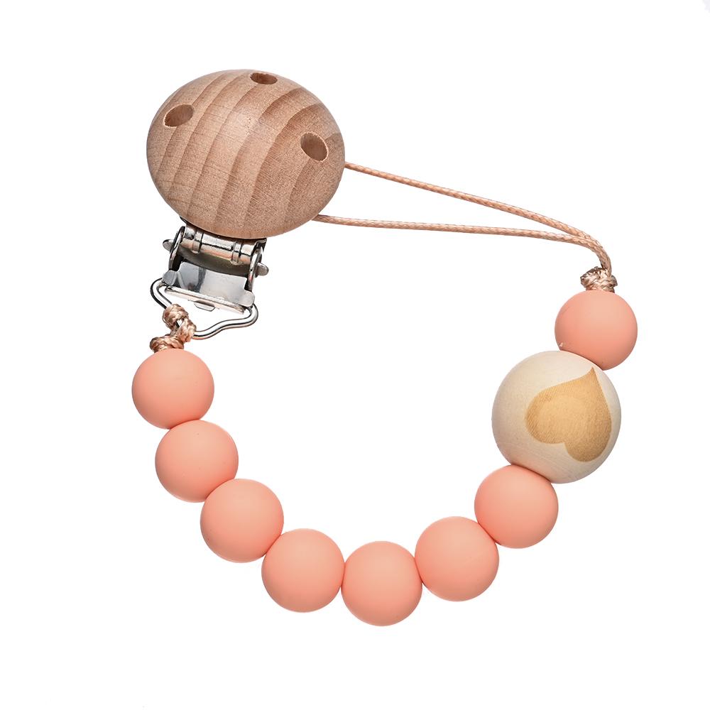 Chew Toys Shower Gift New Baby Pacifier Chain Clips Wood Pentagram Teether  Silicone Round Beads Teething Chain For Care Soother
