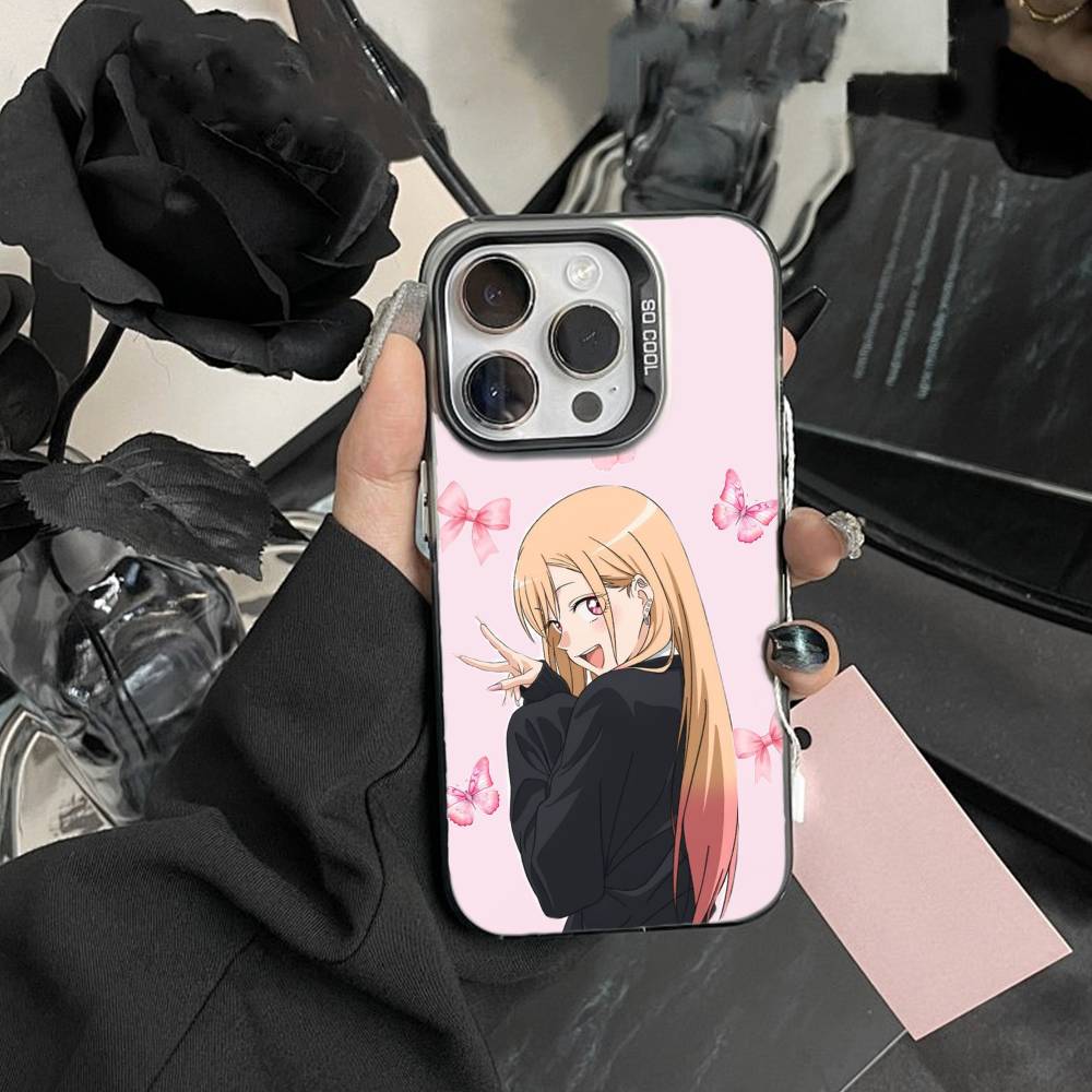 T-Darling Marin Kitagawa Colorful Silver Phone Case For IPhone 16 17 15 14 12 13 Pro Max Black Color Shockproof Cover
